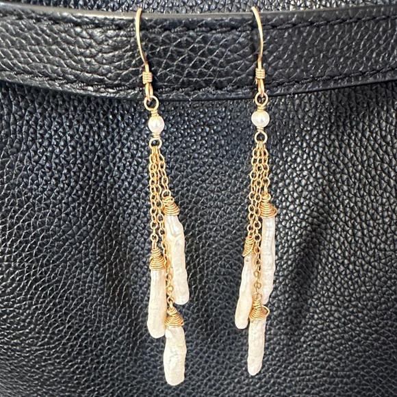 Jewelry - Baroque Freshwater Pearl Cascade Drop Earrings | Gold Tone | Boho Bridal